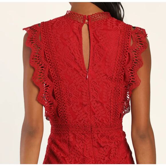 Lulus My Sweatheart Red Lace Mini Dress Size XL - Picture 3 of 14